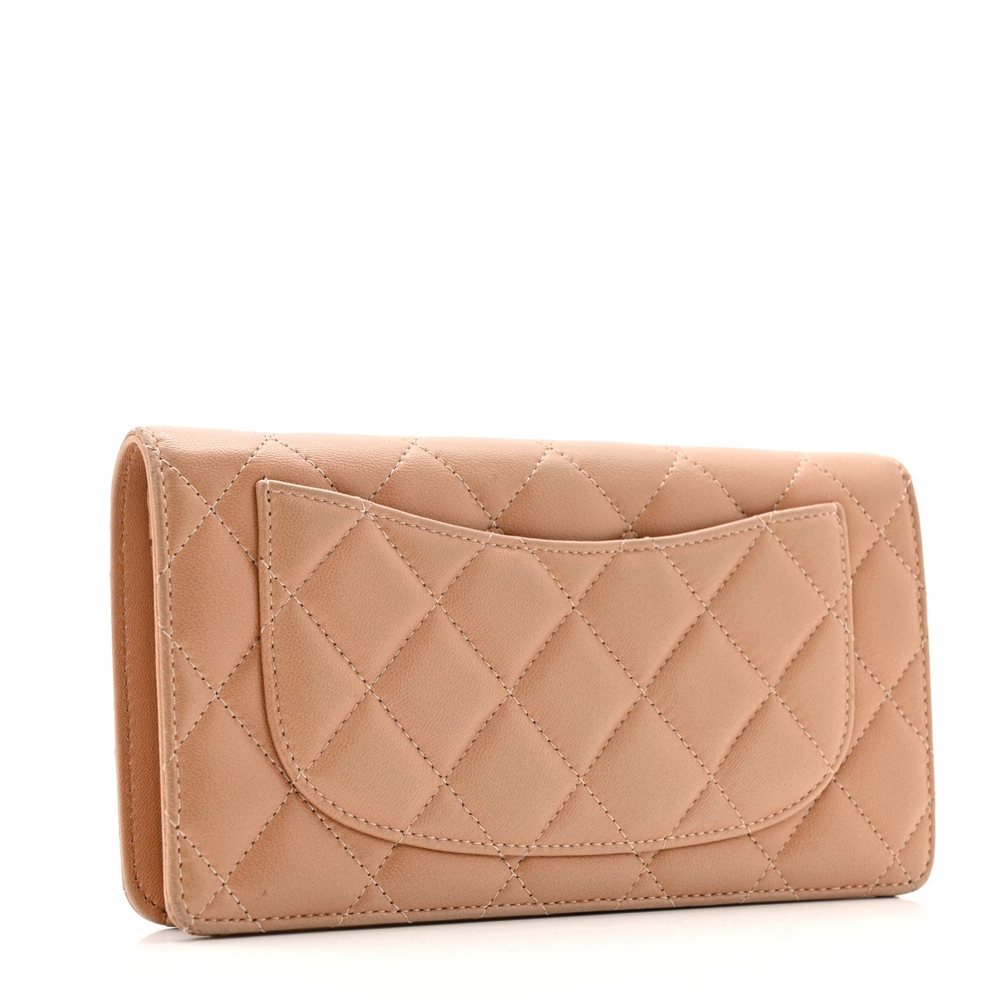 Lambskin Quilted Yen Wallet Beige
