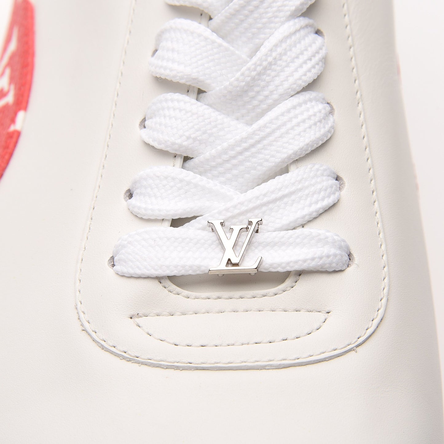 X SUPREME Calfskin Monogram Sneakers 9 White Red