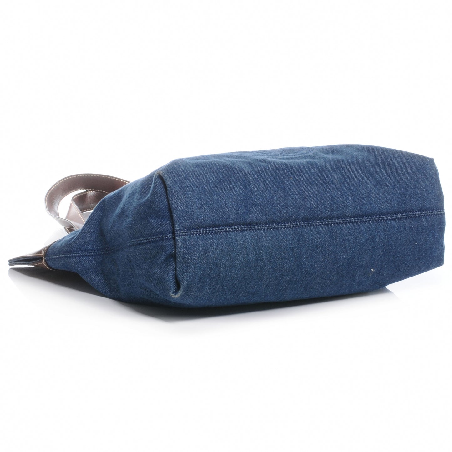 Calfskin Denim Shoulder Bag Brown