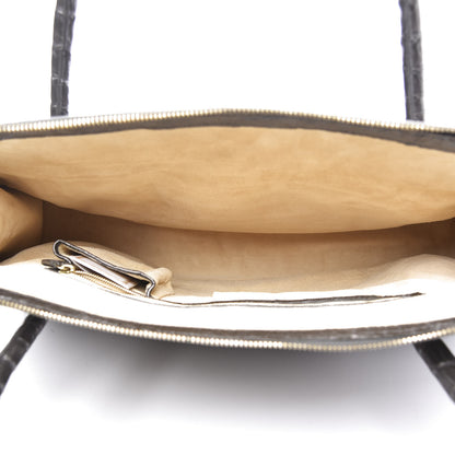 Nancy Gonzalez Metallic Crocodile Snakeskin Shoulder Bag Silver Gold 4 of 8