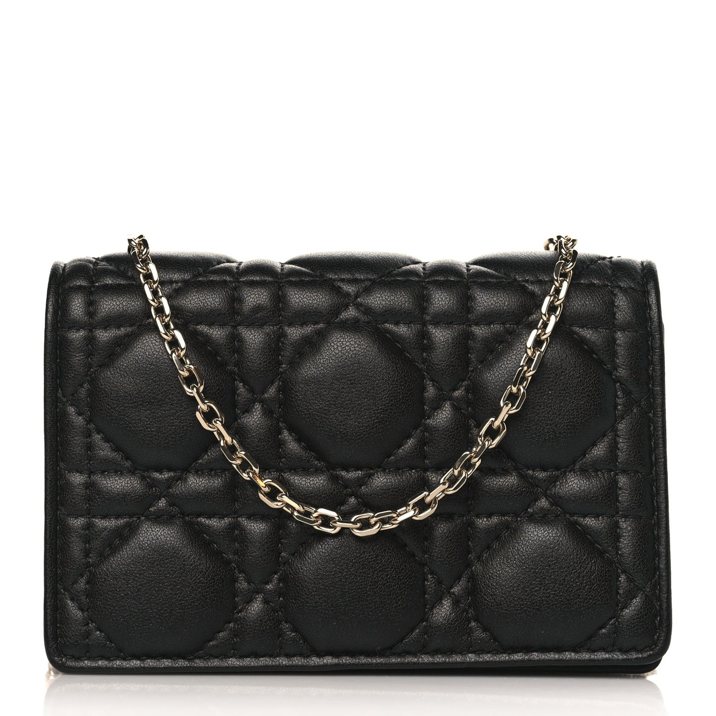 Lambskin Cannage Mini Waist Pouch on Chain Black