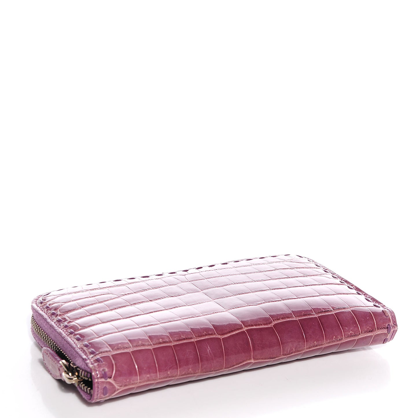 Shiny Crocodile Fume Zip Around Wallet Corot