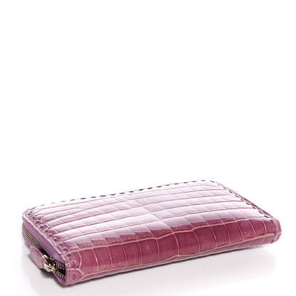 Bottega Veneta Shiny Crocodile Fume Zip Around Wallet Corot 4 of 9