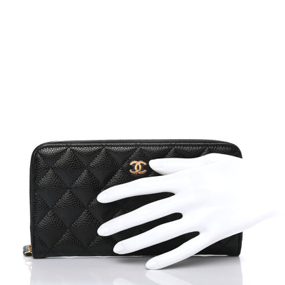Chanel Caviar Quilted Large Gusset Zip Around Wallet Black 2 of 8