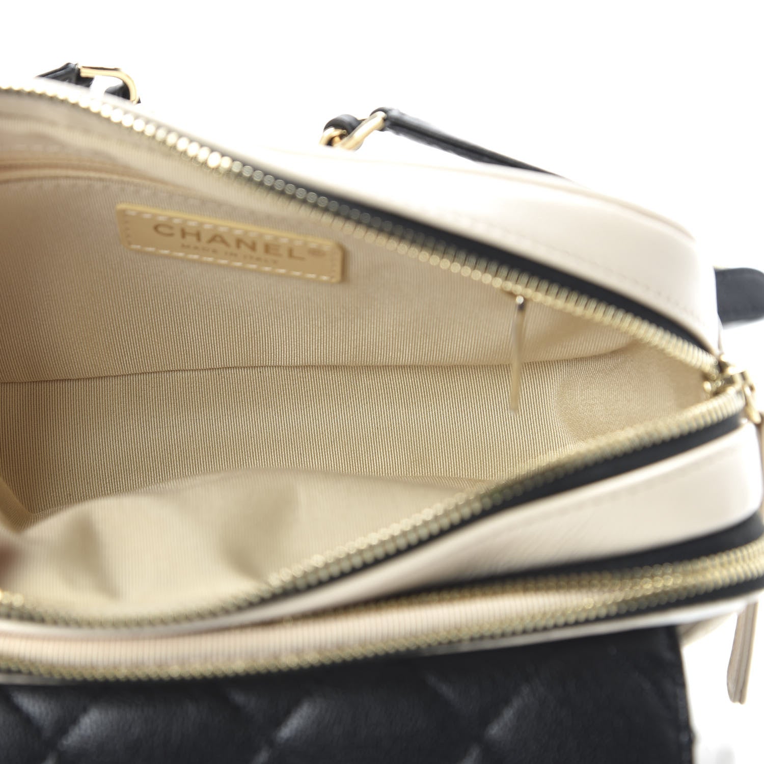 Chanel Goatskin Quilted Waist Bag Beige White Black 5 of 10