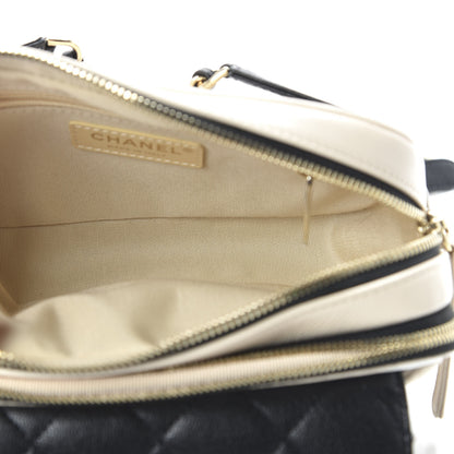 Chanel Goatskin Quilted Waist Bag Beige White Black 5 of 10