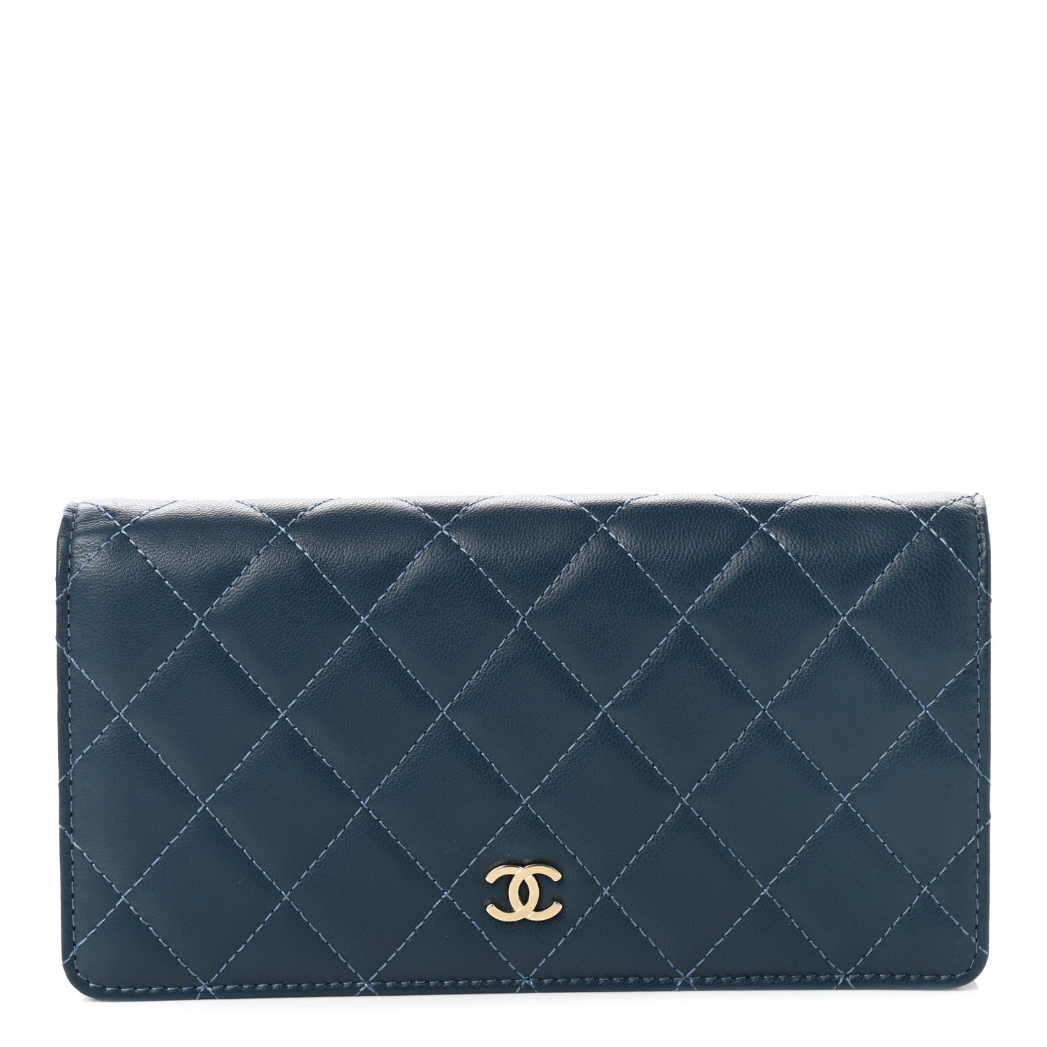 Chanel Lambskin Quilted Yen Wallet Blue 1 of 9
