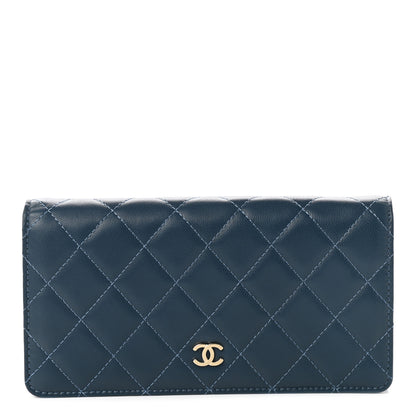 Chanel Lambskin Quilted Yen Wallet Blue 1 of 9