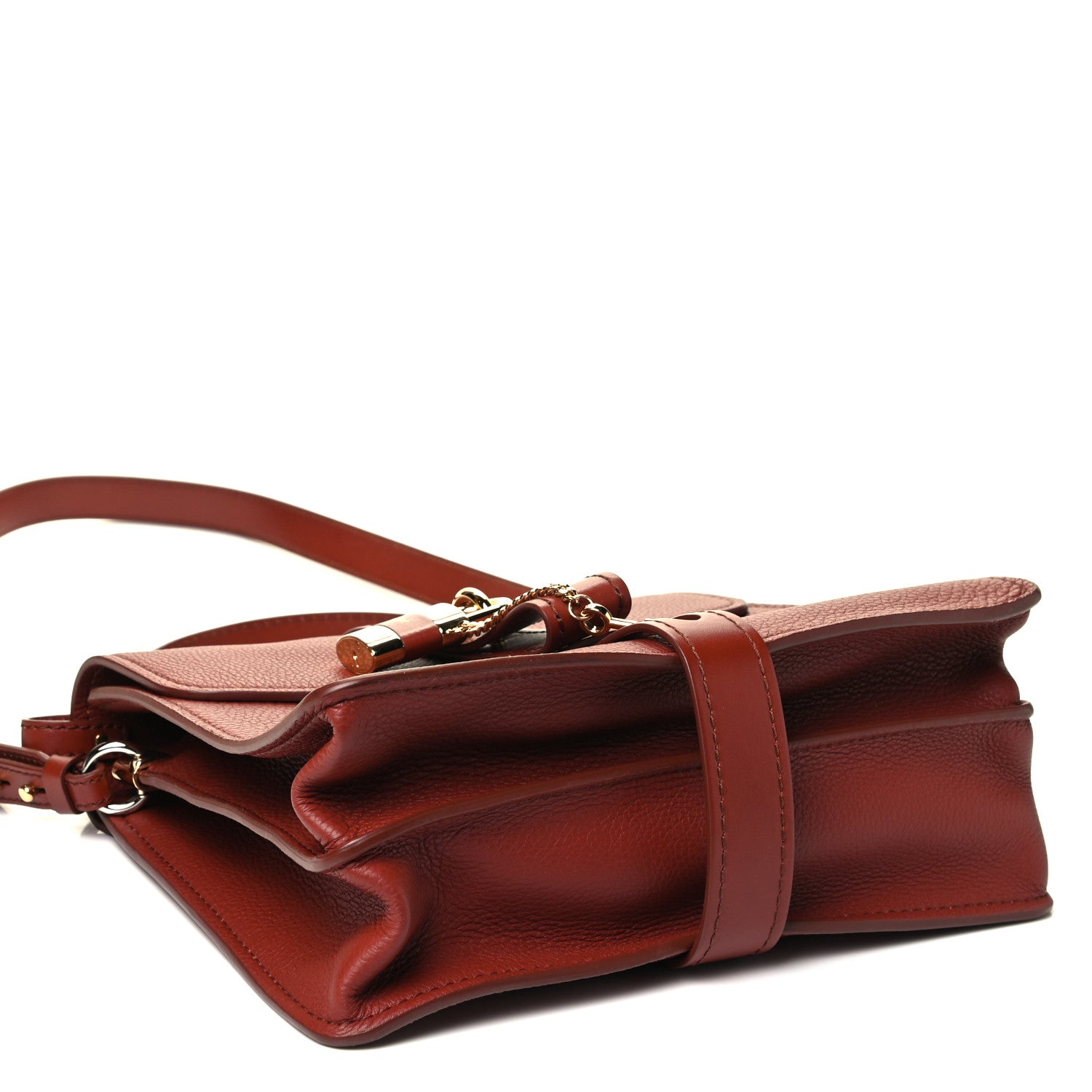 Chloe Shiny Grained Calfskin Medium Aby Day Shoulder Bag Sepia Brown 3 of 4