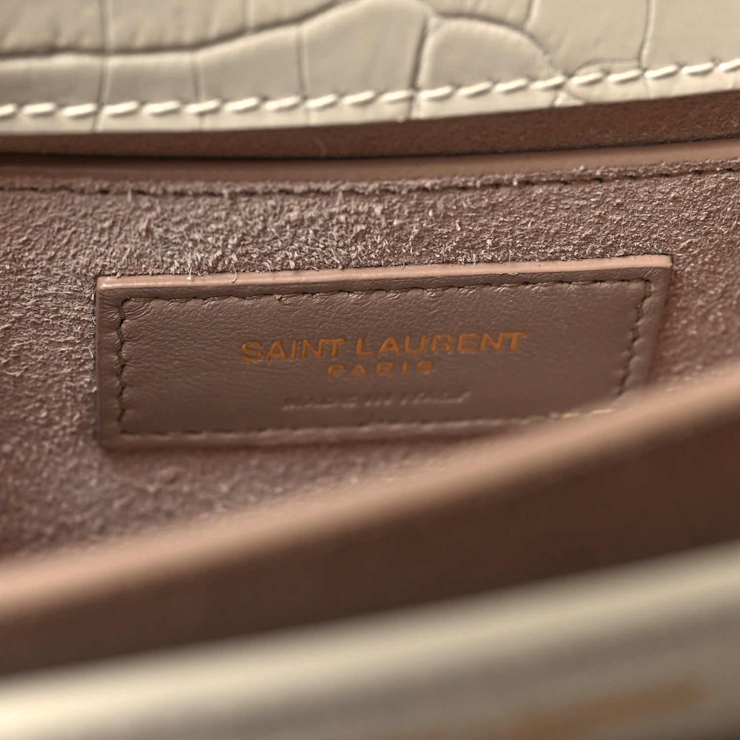 Saint Laurent Calfskin Crocodile Embossed Medium Monogram Sunset Blanc Vintage 7 of 11