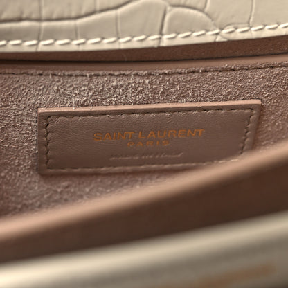 Saint Laurent Calfskin Crocodile Embossed Medium Monogram Sunset Blanc Vintage 7 of 11