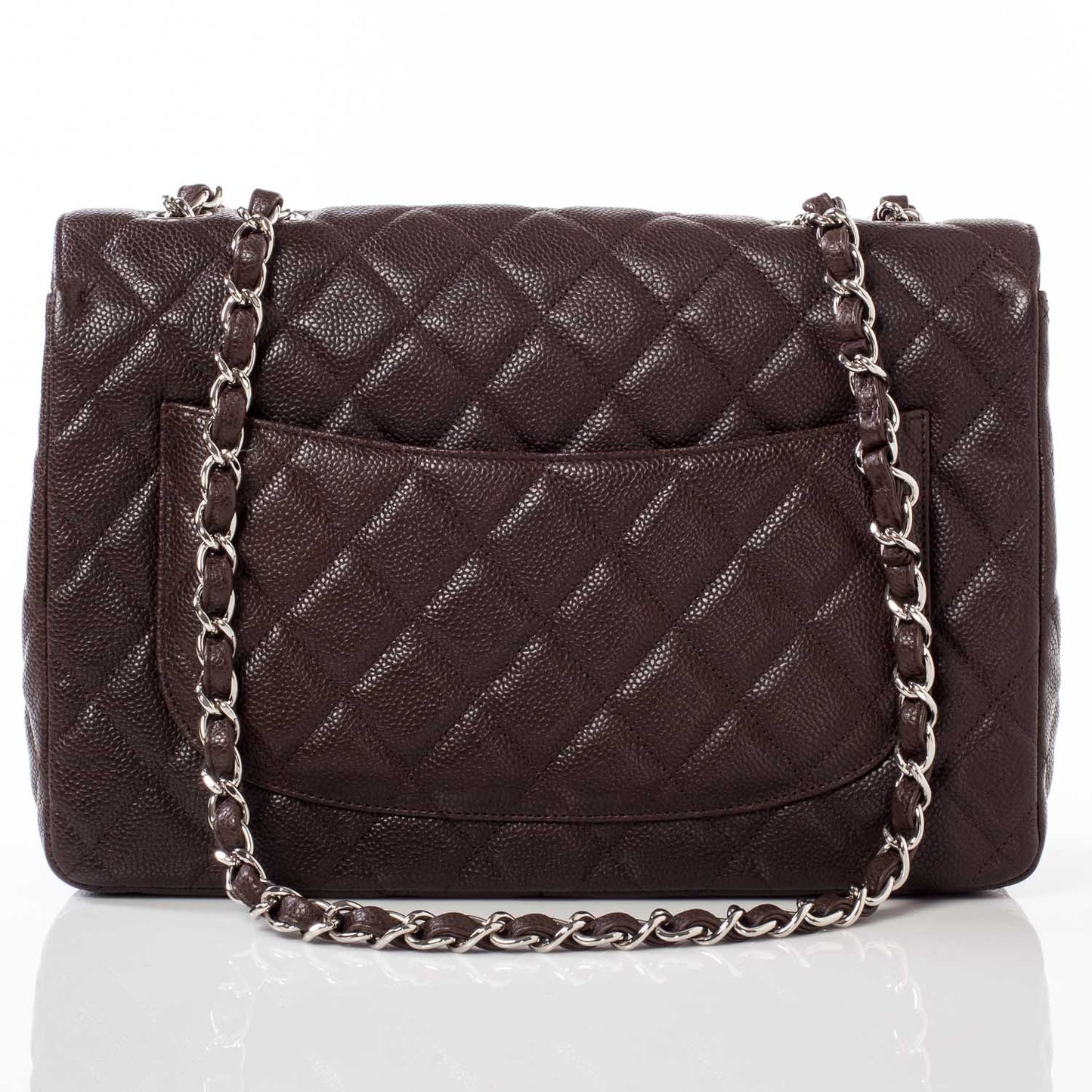 Caviar Jumbo Flap Dark Brown
