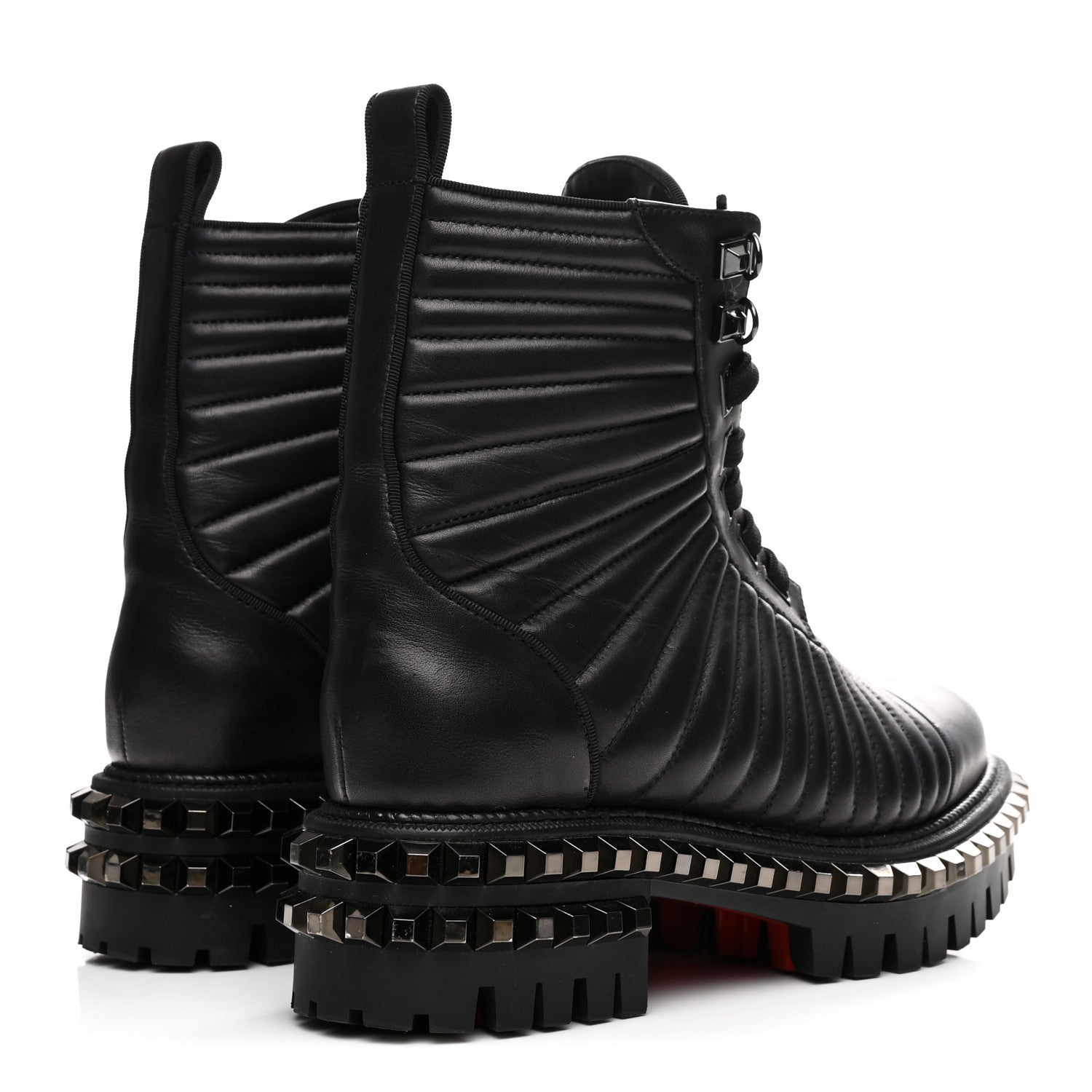 Christian Louboutin Calfskin Quilted Yetota Combat Boots 37 Black 5 of 8