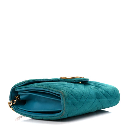 Gucci Velvet Matelasse GG Marmont Chain Wallet Pavone Cyan 4 of 10