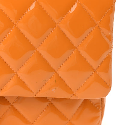 Chanel Patent Quilted Medium Double Flap Orange 11 of 11