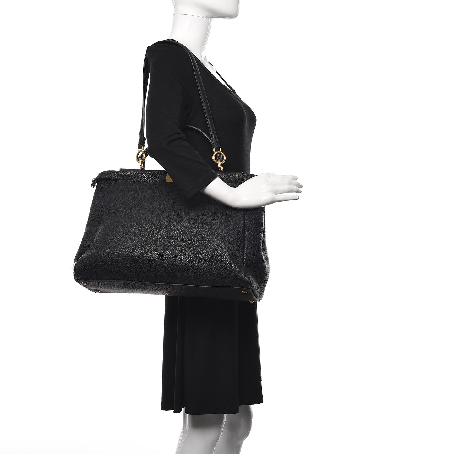 Cuoio Romano Selleria Large Peekaboo Iconic Satchel Black Moro