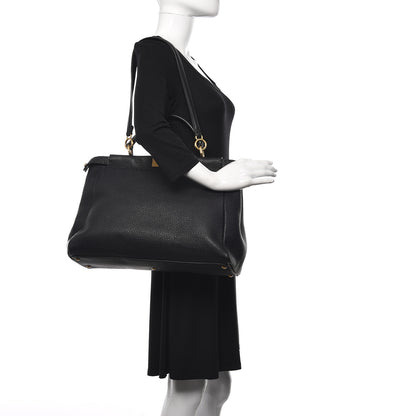 Fendi Cuoio Romano Selleria Large Peekaboo Iconic Satchel Black Moro 2 of 10