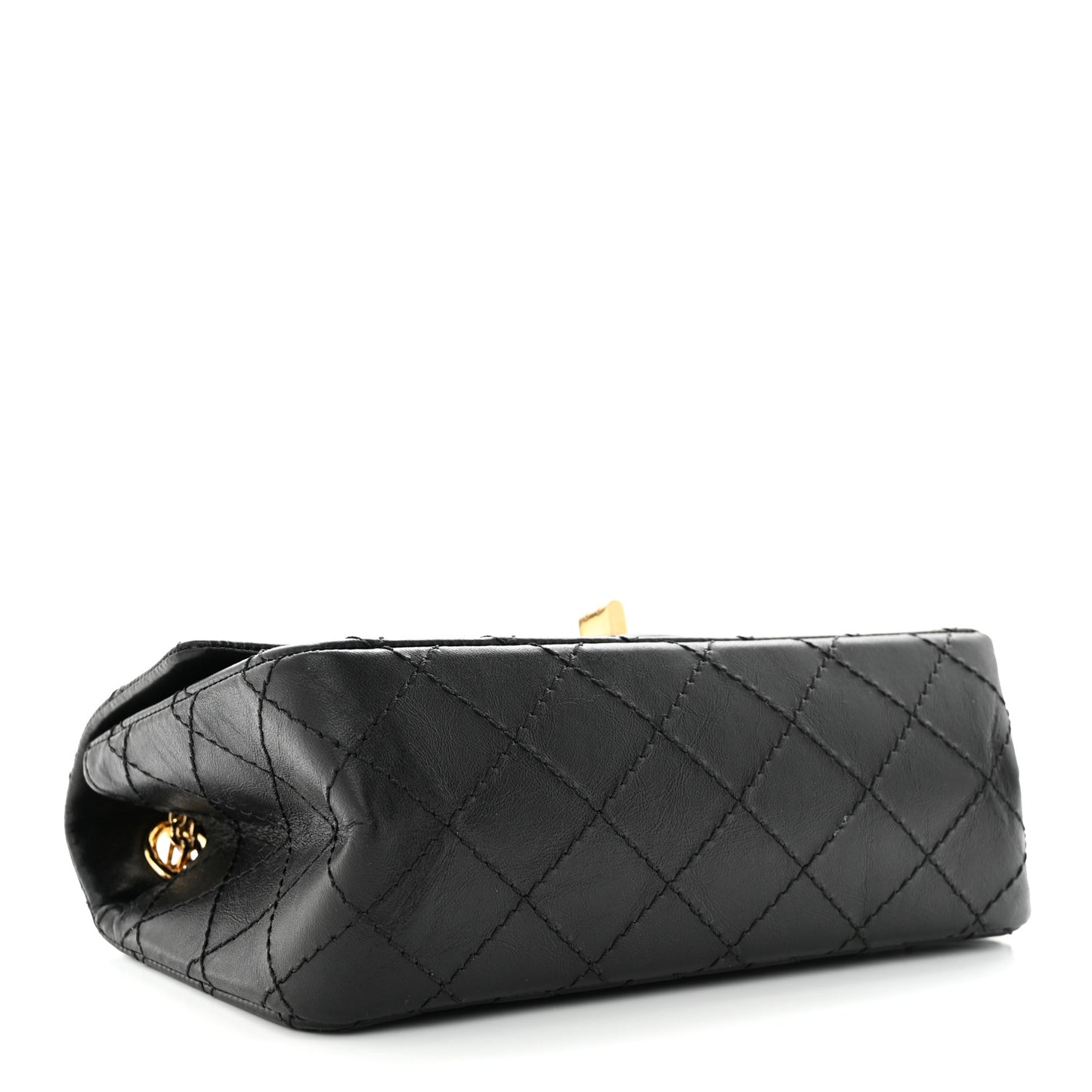 Aged Calfskin Quilted 2.55 Reissue Mini Flap Black