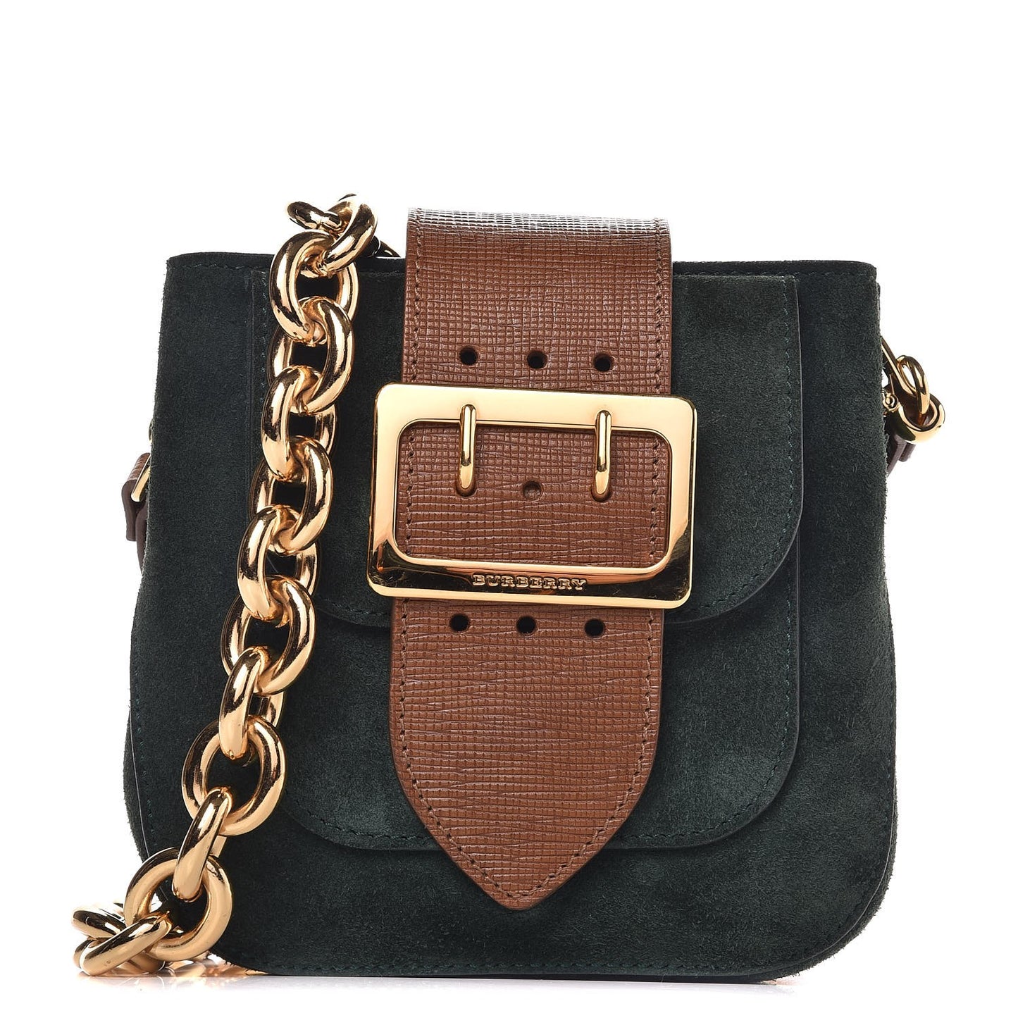 Suede Small Square Buckle Belt Bag Dark Forest Green