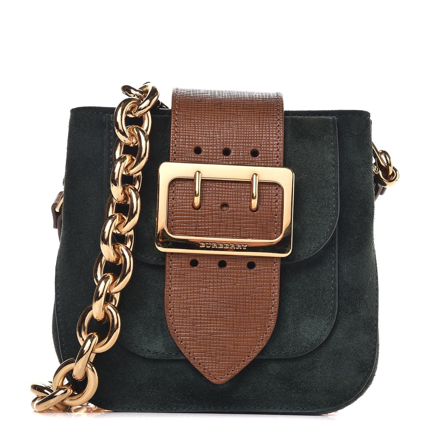 Burberry Suede Small Square Buckle Belt Bag Dark Forest Green 1 of 6