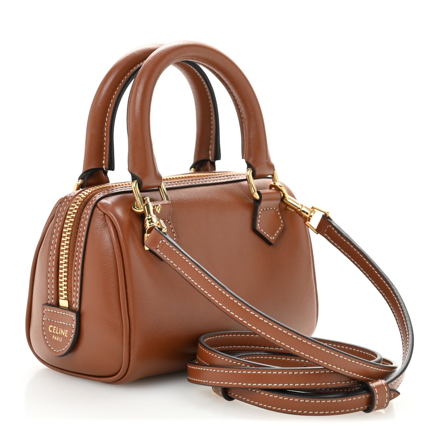 た*ん様 CELINE Mini Boston Smooth Calfskin Celine Smooth Calfskin Triomphe Mini Boston Bag Tan 1744252