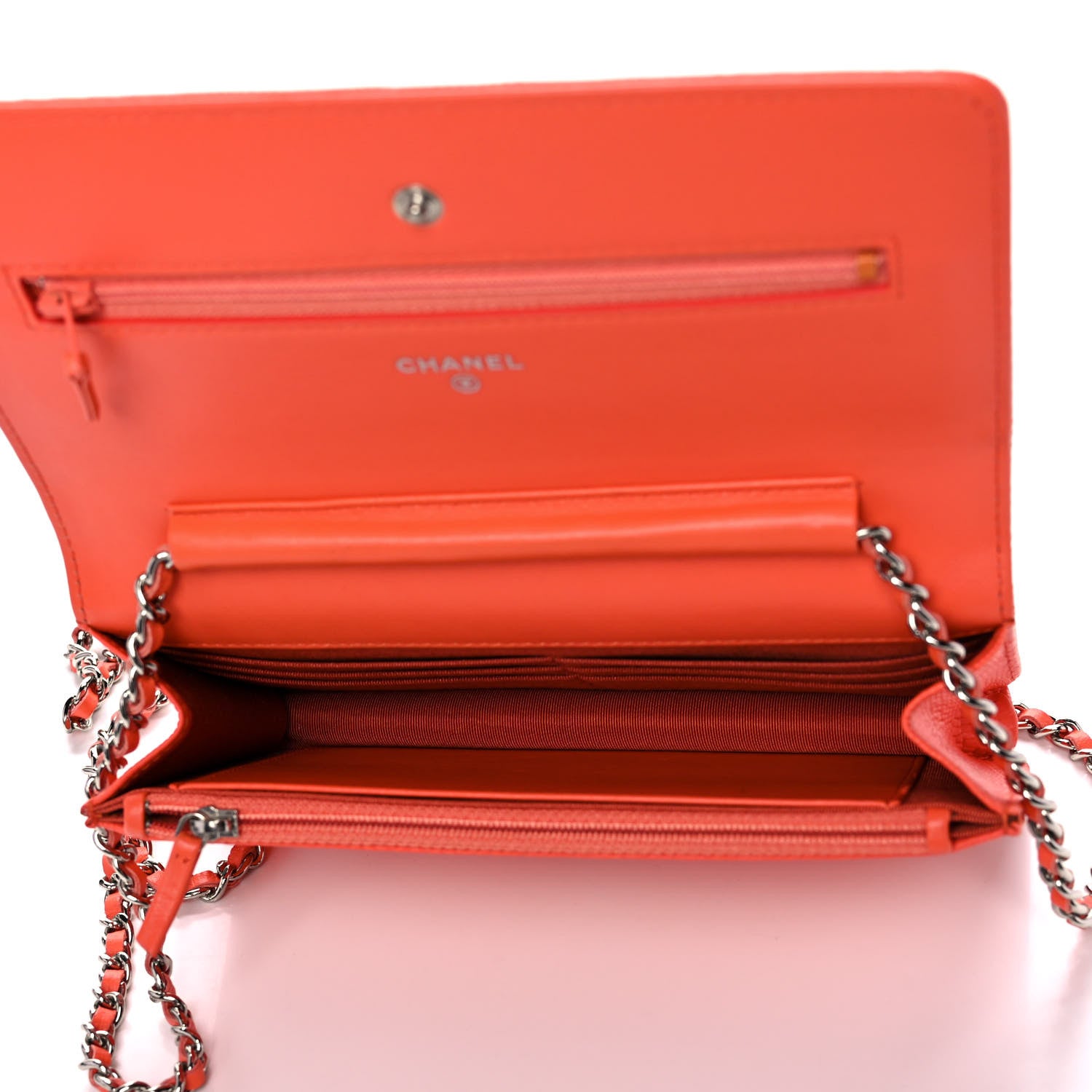 Chanel Lizard Wallet on Chain WOC Orange 5 of 13