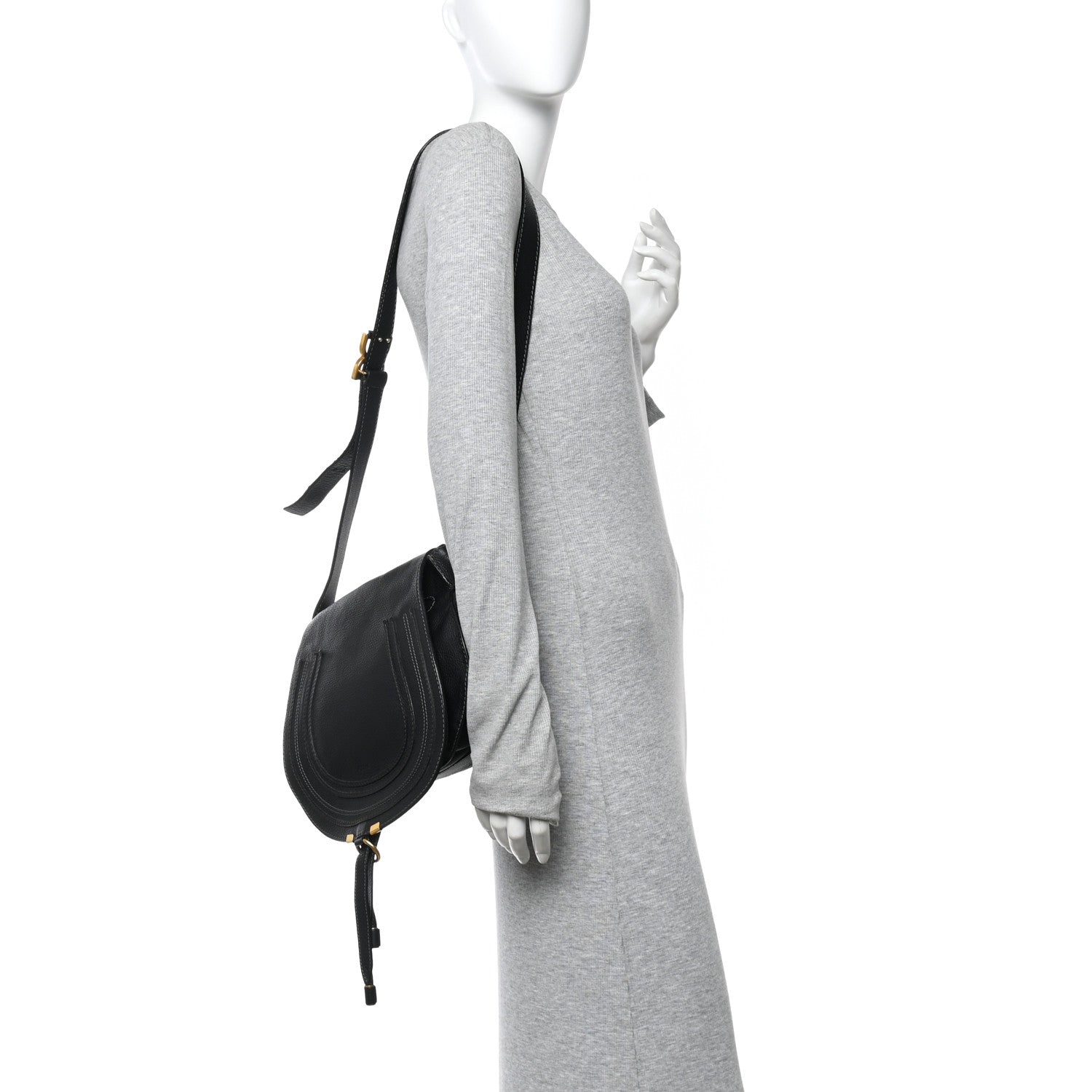 Chloe Calfskin Medium Marcie Round Crossbody Bag Black 3 of 12