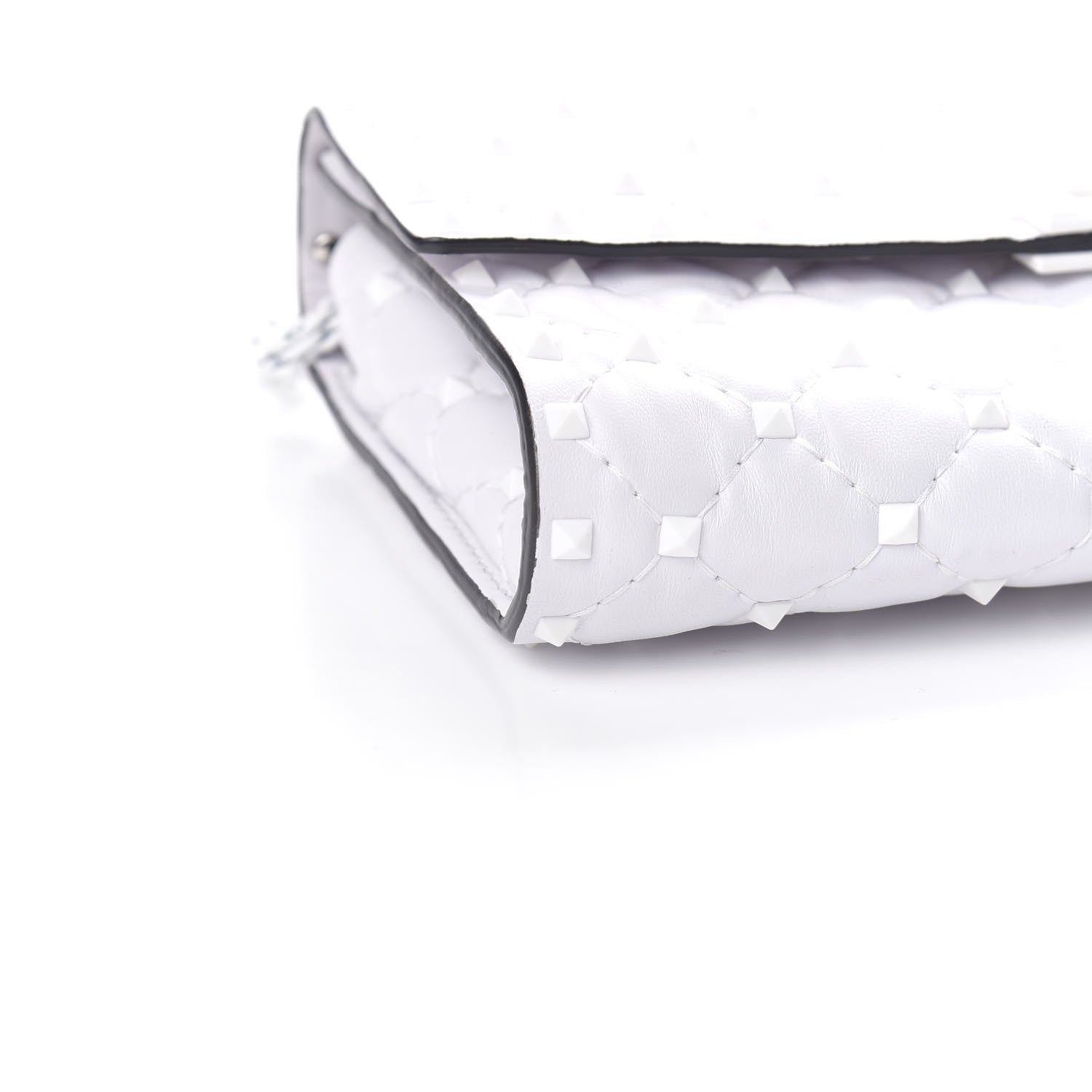 Valentino Garavani Lambskin Free Rockstud Spike Wallet on Chain Optic White 9 of 11