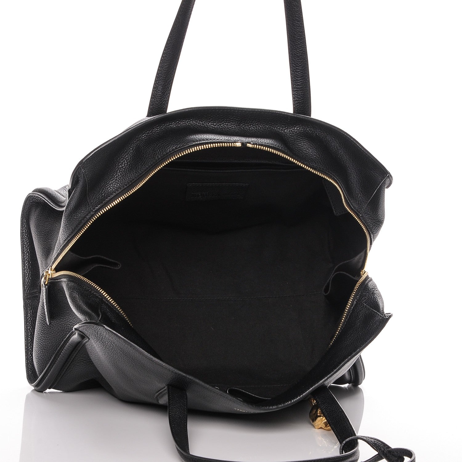 Alexander McQueen Pebbled Calfskin Large Skull Padlock Zip Around Tote Black 5 of 7