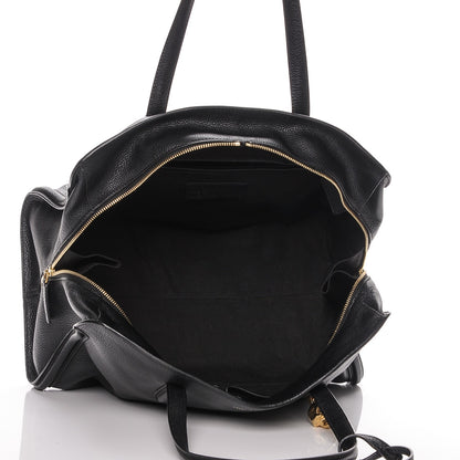 Alexander McQueen Pebbled Calfskin Large Skull Padlock Zip Around Tote Black 5 of 7