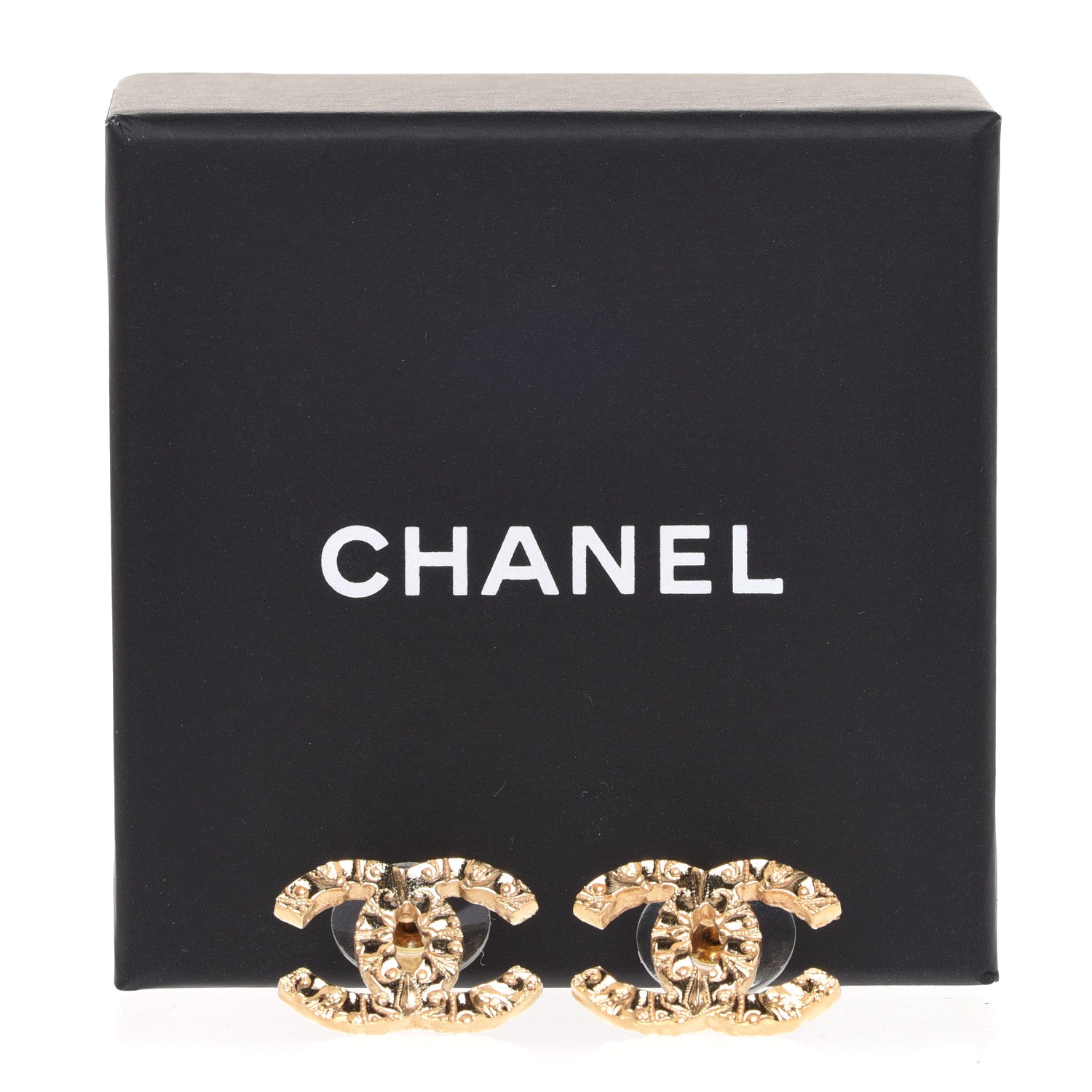 Chanel Metal Textured CC Earrings Gold 5 of 5