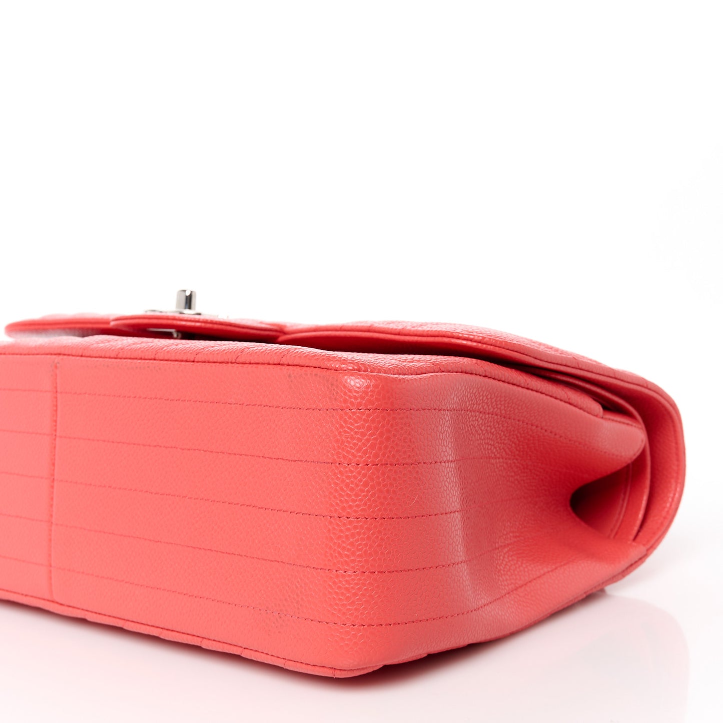 Caviar Chevron Quilted Jumbo Double Flap Coral