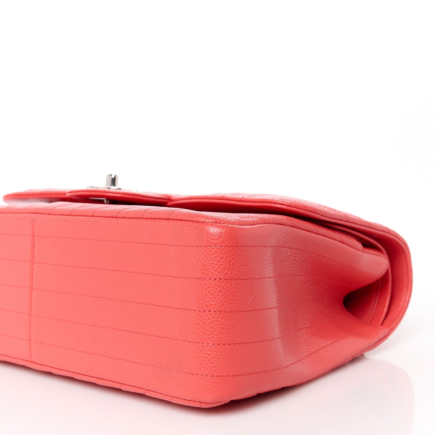 Chanel Caviar Chevron Quilted Jumbo Double Flap Coral 11 of 11