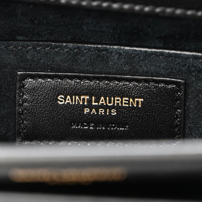Saint Laurent Smooth Calfskin Medium Monogram Sunset Satchel Black 5 of 9