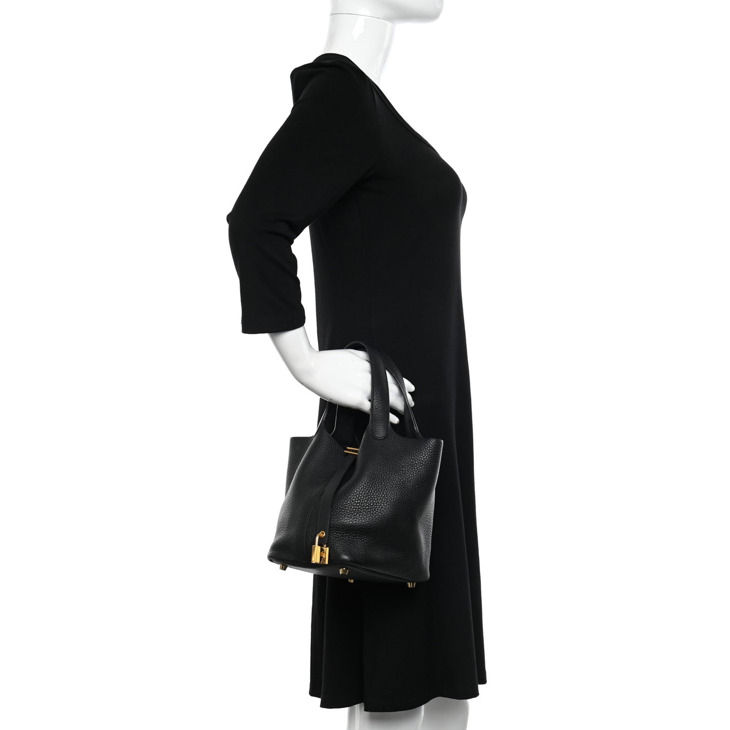 Taurillon Clemence Picotin Lock 18 PM Black