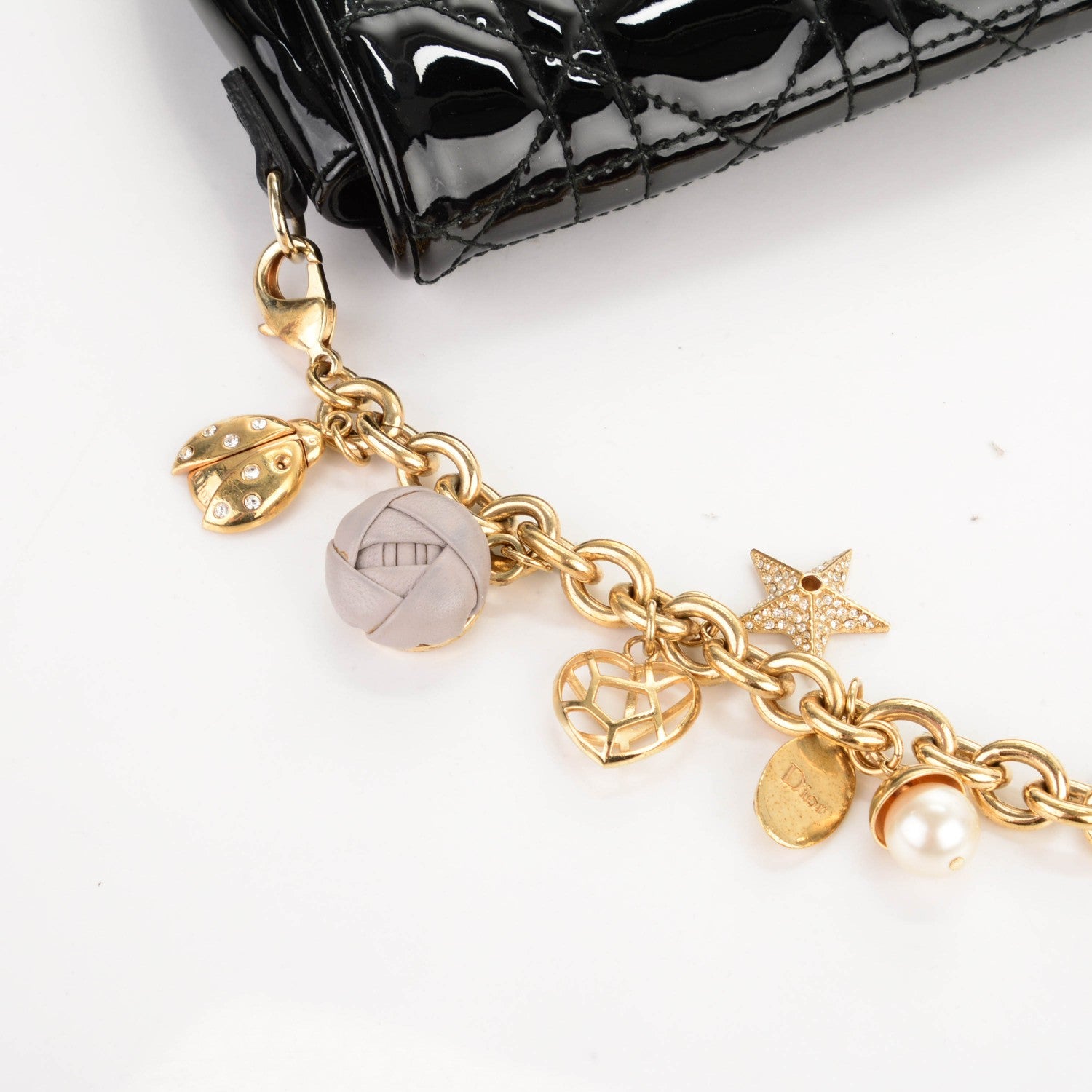Christian Dior Patent Cannage Lady Dior Charms Pochette Black 9 of 10