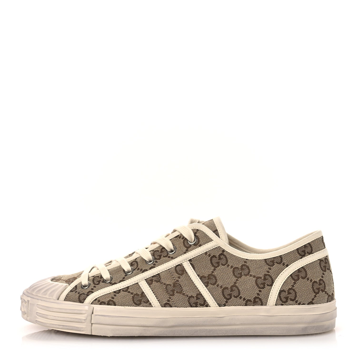 Gucci GG Monogram Mens Julio Low Top Sneakers 9 Beige Ebony Mystic White 1 of 11