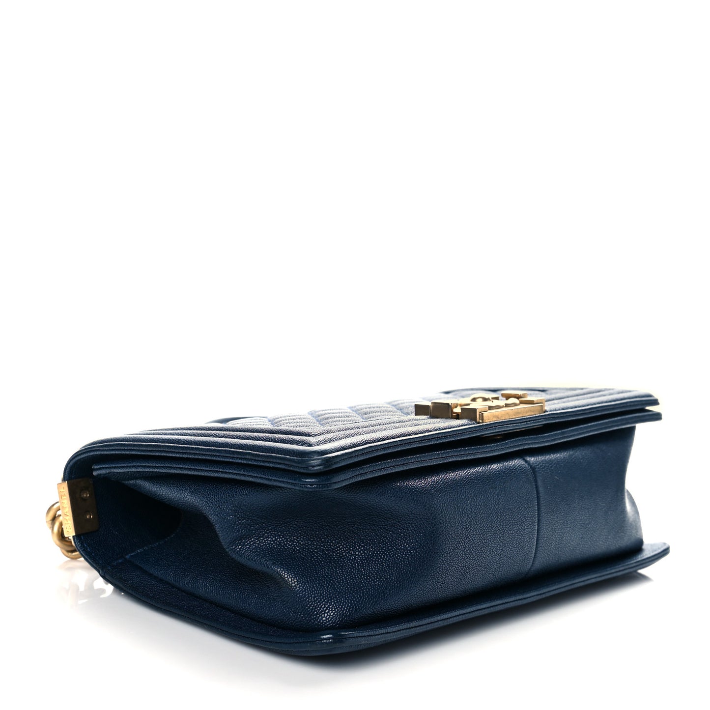 Caviar Quilted Medium Boy Flap Navy