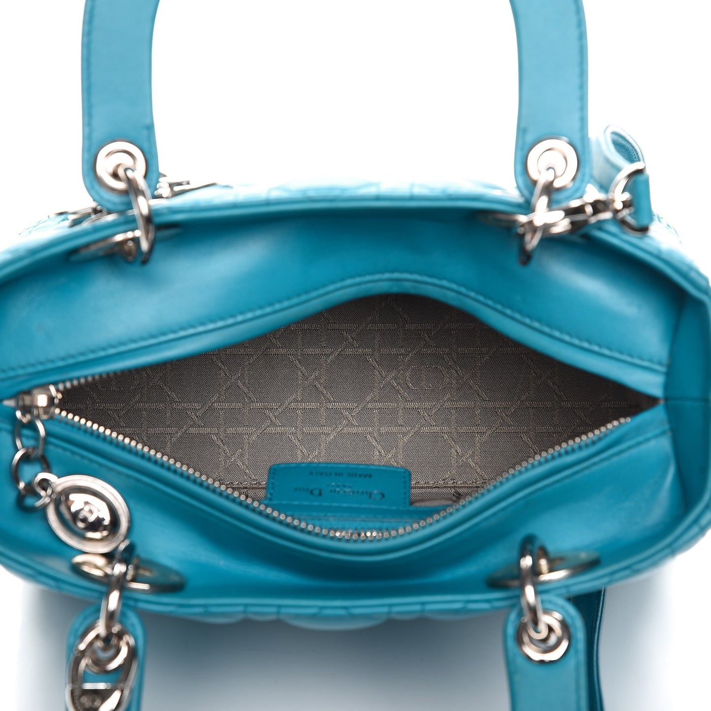 Lambskin Cannage Medium Lady Dior Turquoise