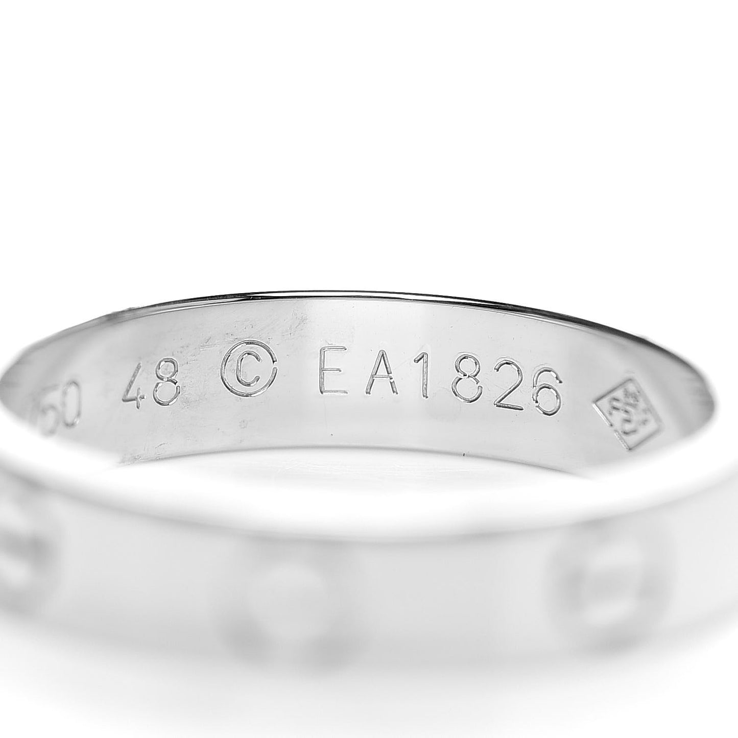 18K White Gold 3.5mm LOVE Wedding Band Ring 48 4.5
