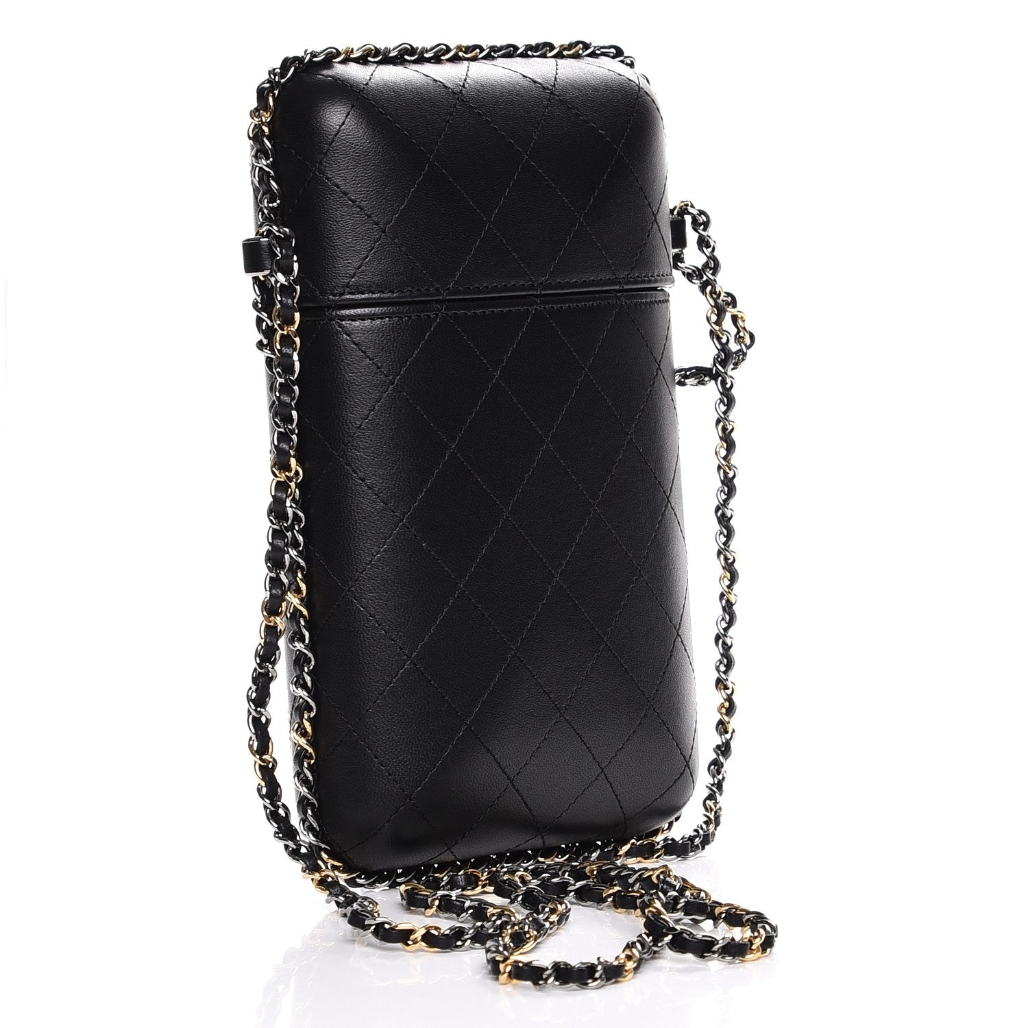 Chanel Lambskin Quilted Chain Around Phone Holder Black 3 of 8
