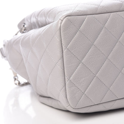 Chanel Grained Calfskin Quilted Medium CC Chain Bucket Drawstring Bag Light Grey 9 of 10