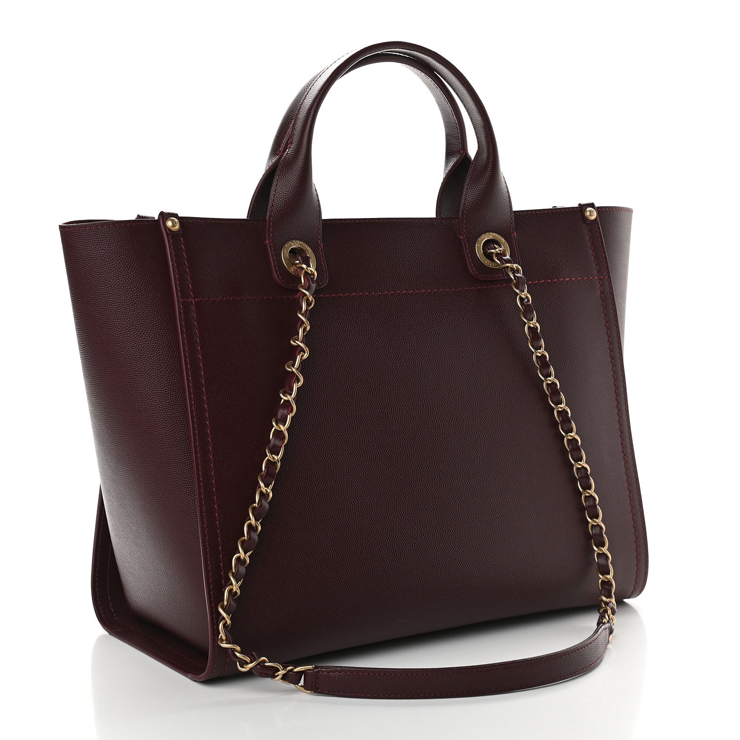 Chanel Caviar Small Studded Deauville Tote Burgundy 2 of 10