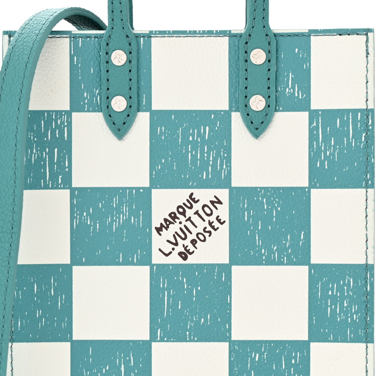 Louis Vuitton Calfskin Damier Sac Plat XS Blue Teal 7 of 9