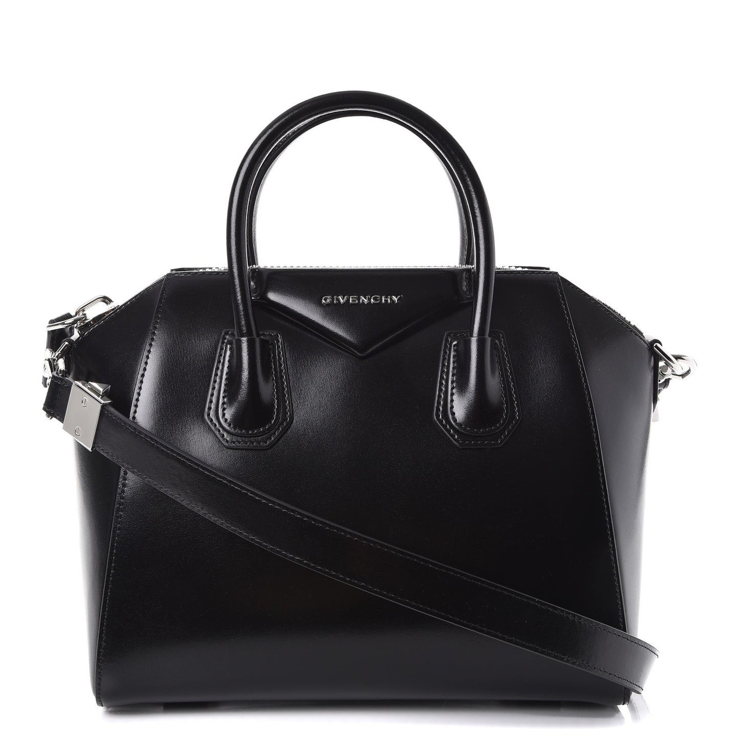 Shiny Lord Calfskin Small Antigona Black