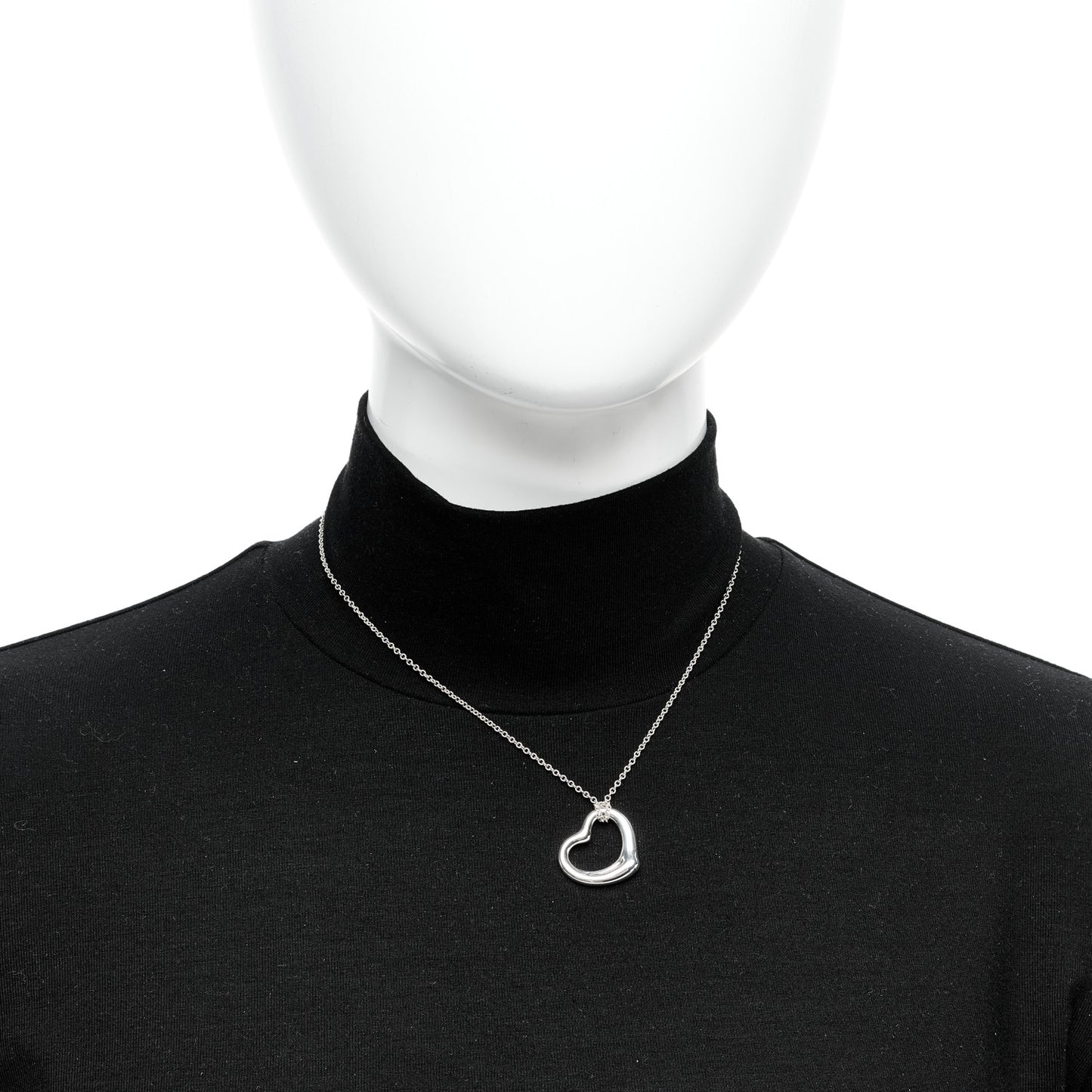 Sterling Silver 22mm Elsa Peretti Open Heart Pendant Necklace