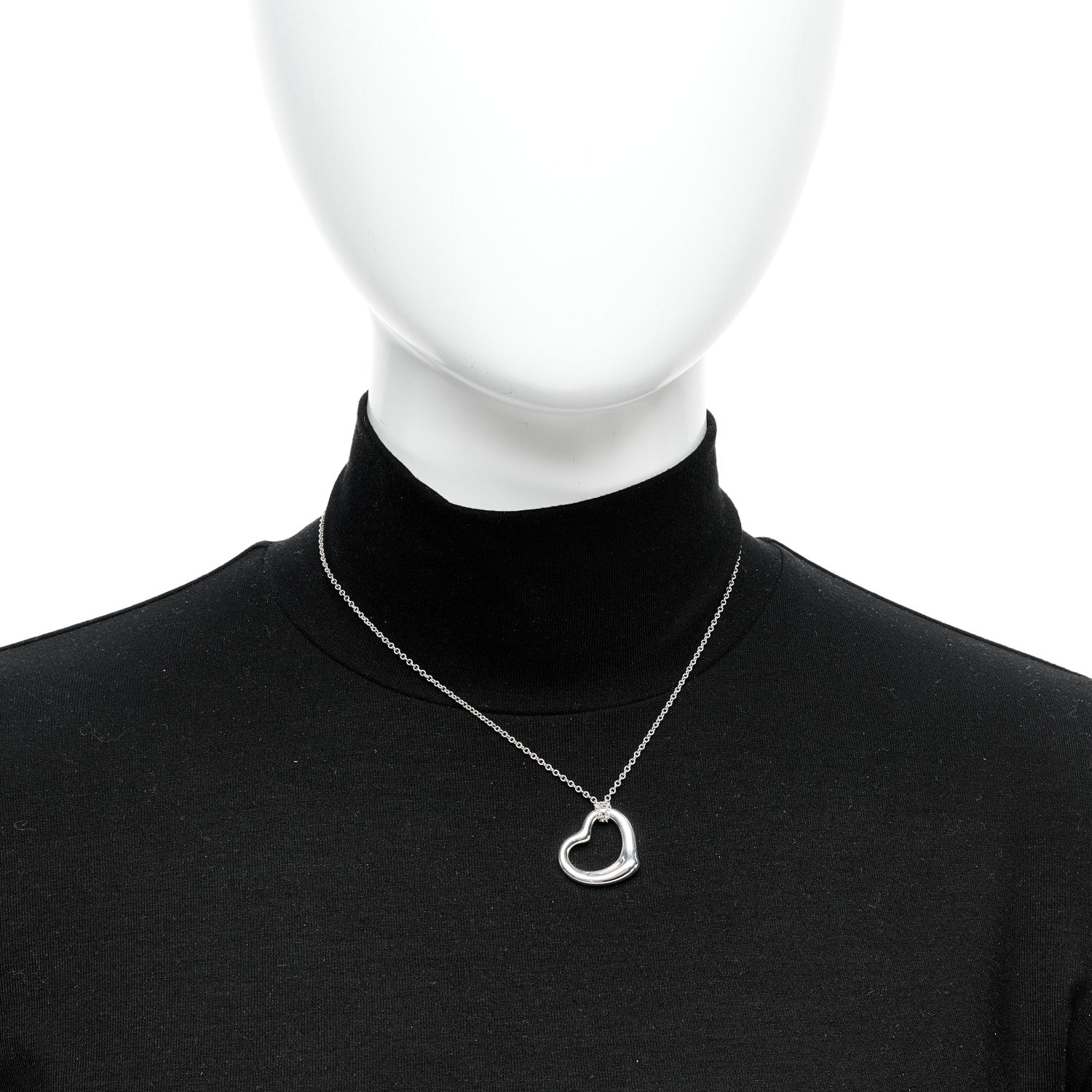 Tiffany Sterling Silver 22mm Elsa Peretti Open Heart Pendant Necklace 2 of 5