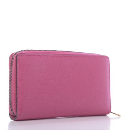 Gucci Grained Calfskin Logo Zip Around Wallet Box Pink Green 3 of 9
