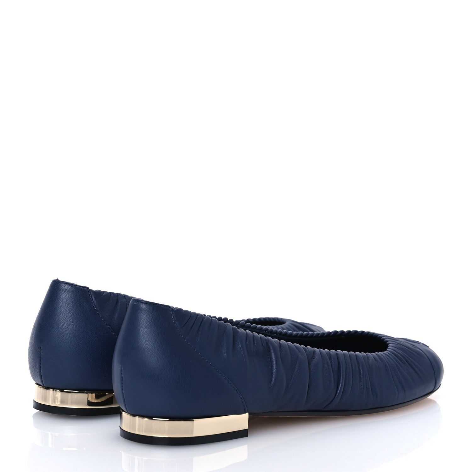 Chanel Lambskin Ruched CC Cap Toe Ballerina Flats 39.5 Navy Blue 5 of 10