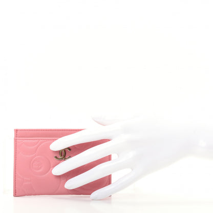 Chanel Lambskin Camellia Embossed Card Holder Pink 2 of 9